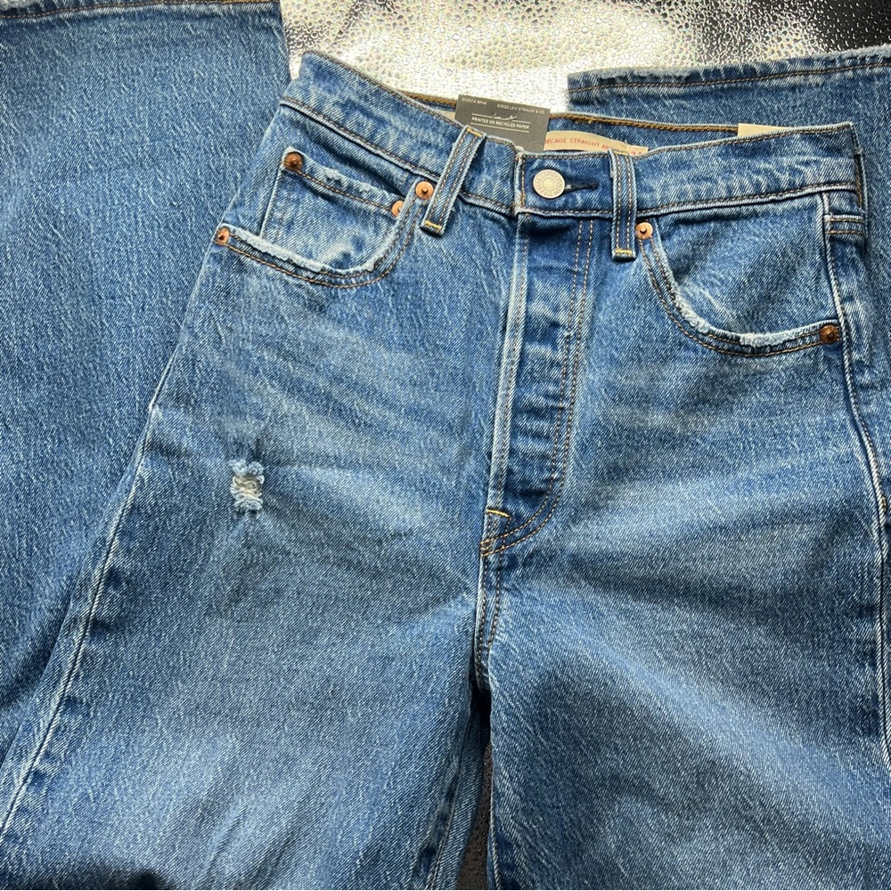 REVOLVE Blue Straight Leg Jeans - Picture 6 of 12